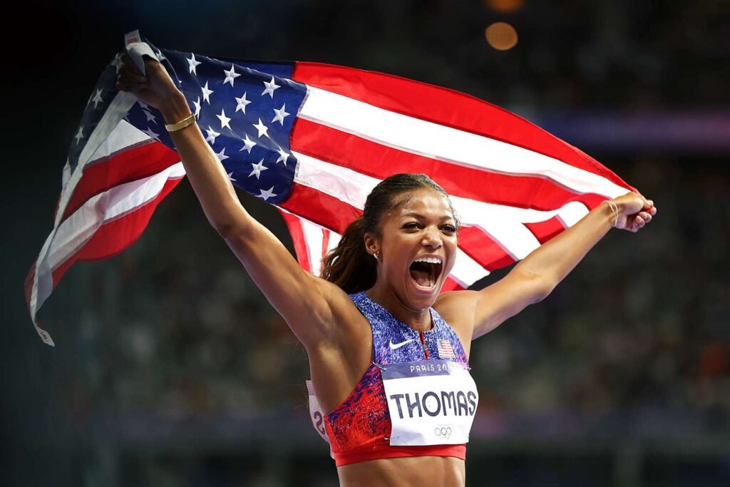 Olympian Gabby Thomas Reveals How She Celebrated Her Gold Medal Wins in Paris (Exclusive)
