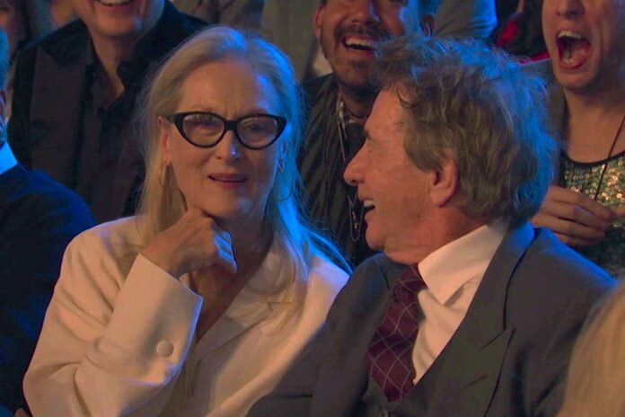 Meryl-Streep-SNL50-The-Homecoming-Concert-021524-035a5e21beeb40598a3e6994513be34b.jpg Meryl Streep Gives Middle Finger on Camera with Martin Short at 'SNL' Event