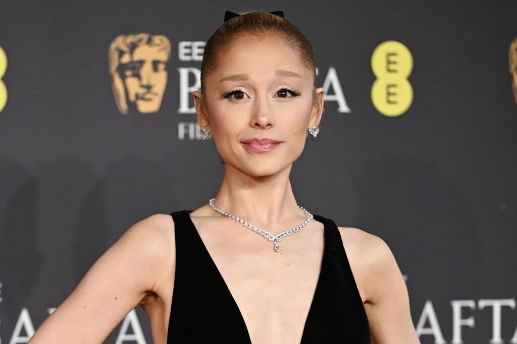 Ariana Grande Wears Poufy Pink and Black Gown at 2025 BAFTAs