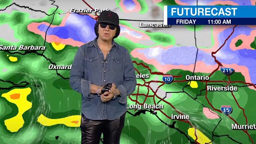 Rock and Rain All Nite: KISS’ Gene Simmons Delivers the Weather on LA News Station