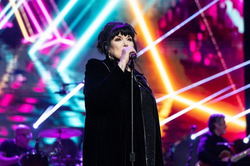 Heart's Ann Wilson performing in a wheelchair after fall