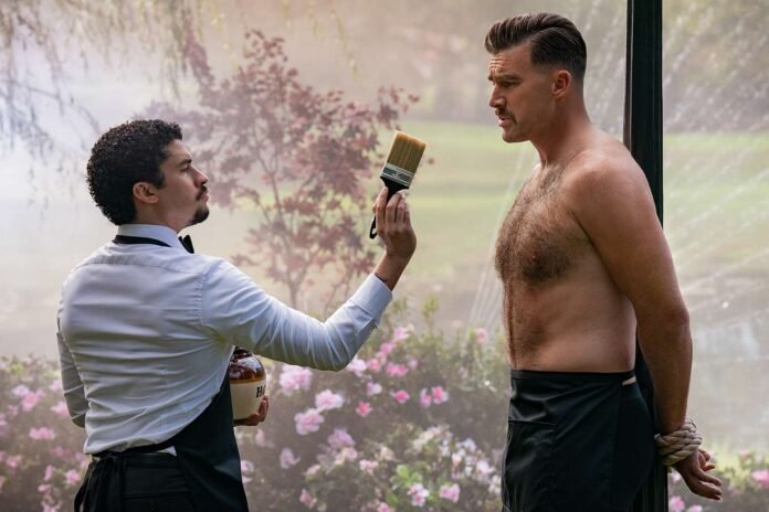 Travis Kelce Strips Down and Gets Tied Up in BTS Look at His 'Happy Gilmore 2' Infamous Scene