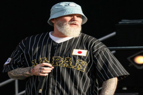 Fred Durst swats down a drone during Limp Bizkit's Istanbul gig