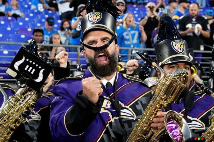 Jason Kelce Surprises Ravens Fans by Playing in the Football Team’s Band