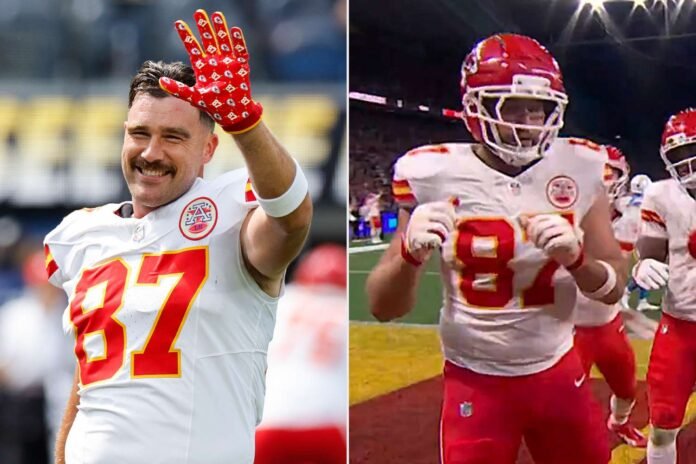 Travis Kelce Shakes it Off in Celebration After Scoring His First Touchdown