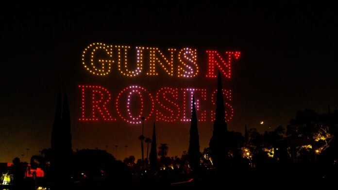 Guns-N-Roses-Drone-show-featured.jpg Guns N’ Roses Light Up Los Angeles Sky with Drone Show Celebrating 2026 Tour: Watch