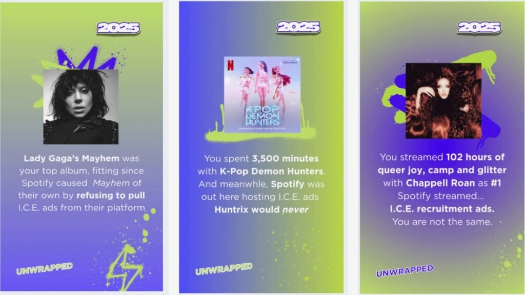 Spotify Unwrapped Campaign Calls for Boycott in Protest of ICE Ads, AI Music on Platform